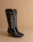 The Ainsley | Black Embroidered Cowboy Boot