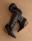 The Ainsley | Black Embroidered Cowboy Boot