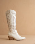 The Ainsley | White Embroidered Cowboy Boot