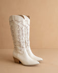 The Ainsley | White Embroidered Cowboy Boot
