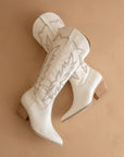 The Ainsley | White Embroidered Cowboy Boot
