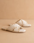 The Allie | Cream Lace Trim Cross Slide