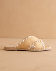 The Allie | Natural Lace Trim Cross Slide