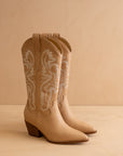 The Amaya | Almond Pebble Classic Western Boot