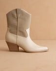 The Ames | Beige Short Cowboy Booties