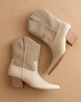 The Ames | Beige Short Cowboy Booties