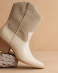 The Ames | Beige Short Cowboy Booties
