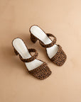 The Angela | Dark Cheetah Strappy Aligator Block Heel