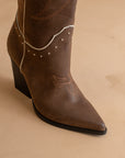The Ashton | Coffee Cowboy Boot with Flaire