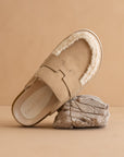 The Avalon | Khaki Suede Shearling Cozy Loafer Mule
