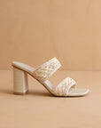The Barbara | White Woven Double Band Heel