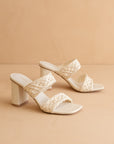 The Barbara | White Woven Double Band Heel