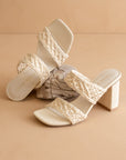 The Barbara | White Woven Double Band Heel