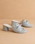 The Bella | Denim Scalloped Mule with Bow