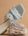 The Bella | Denim Scalloped Mule with Bow