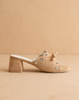 The Bella | Sand Scalloped Mule with Bow