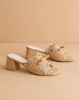 The Bella | Sand Scalloped Mule with Bow