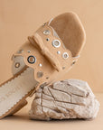 The Bella | Sand Scalloped Mule with Bow