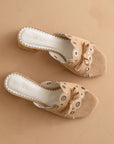 The Bella | Sand Scalloped Mule with Bow