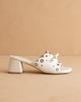 The Bella | White Scalloped Mule with Bow