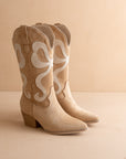 The Bowie | Almond Western Boot with Pink Inlay