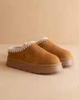 The Brandi | Camel Platform Cozy Mule Slipper