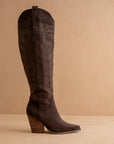 The Bronco | Coffee Knee High Embroidered Cowboy Boot