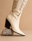 The Bronco | Off White Knee High Embroidered Cowboy Boot