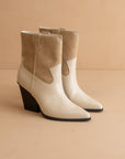 The Brooks | Beige Two Toned Western Bootie