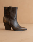 The Brooks | Coffee Two Toned Western Bootie