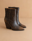 The Brooks | Coffee Two Toned Western Bootie