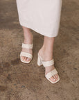 The Barbara | White Woven Double Band Heel