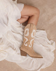 The Bowie | Almond Western Boot with Pink Inlay