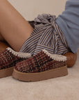 The Brandi | Mocha Tweed Platform Cozy Mule Slipper