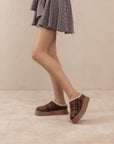 The Brandi | Mocha Tweed Platform Cozy Mule Slipper