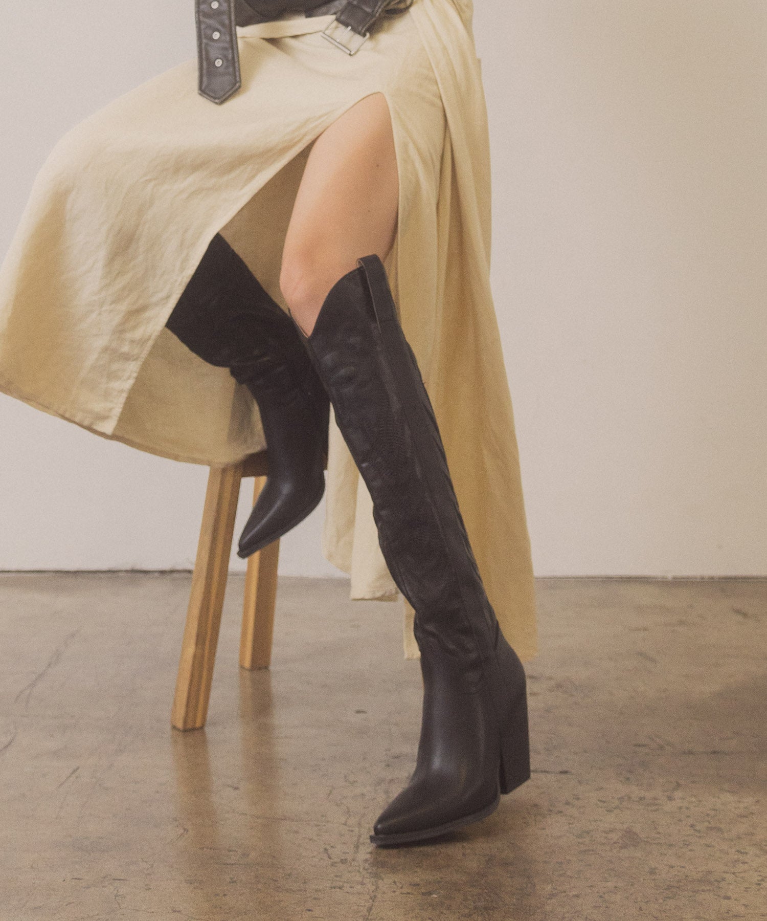 The Bronco | Black Knee High Embroidered Cowboy Boot