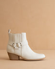 The Caleb | White Paneled Moto Bootie