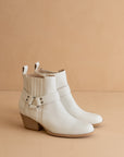 The Caleb | White Paneled Moto Bootie