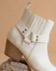 The Caleb | White Paneled Moto Bootie