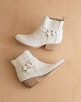 The Caleb | White Paneled Moto Bootie