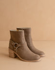 The Cameron | Dark Taupe Heeled Moto Chelsea Boot