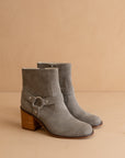 The Cameron | Grey Heeled Moto Chelsea Boot