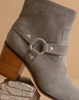 The Cameron | Grey Heeled Moto Chelsea Boot