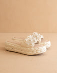 The Candice | Ivory Floral Raffia Platform Slide