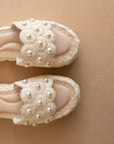 The Candice | Ivory Floral Raffia Platform Slide