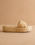 The Candice | Natural Floral Raffia Platform Slide