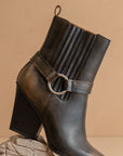 The Carson | Brown Distressed Leather Moto Bootie