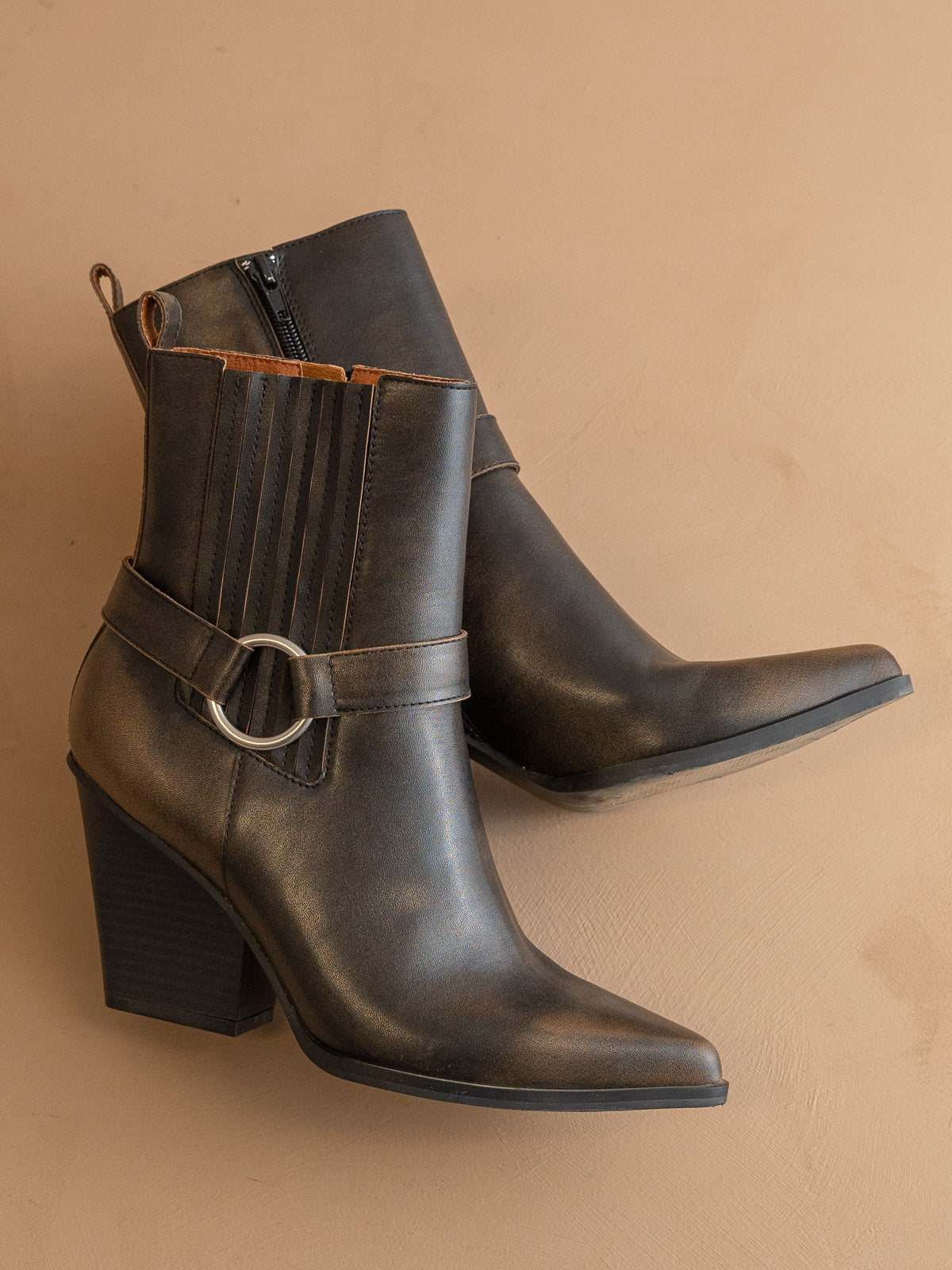 The Carson | Brown Distressed Leather Moto Bootie