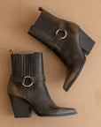 The Carson | Brown Distressed Leather Moto Bootie
