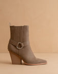 The Carson | Dark Taupe Distressed Leather Moto Bootie